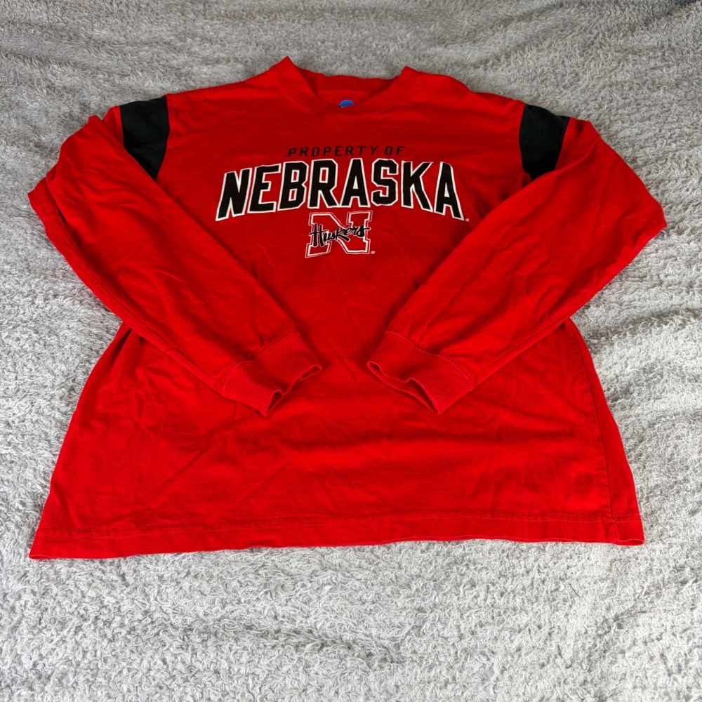 NCAA Nebraska Cornhuskers Red Long Sleeve T-Shirt Small KA Inc Property Of Logo